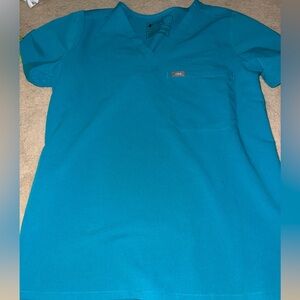 Figs Teal V-Neck Short Sleeve Scrub Top